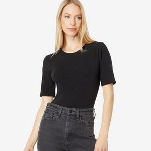 Crewneck Short-Sleeve Thong Bodysuit